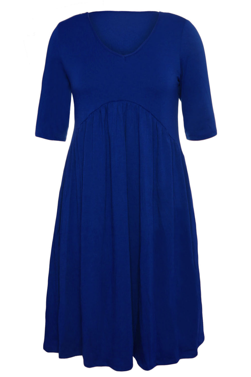 BY61653-5 Blue  Sleeve Draped Swing Dress